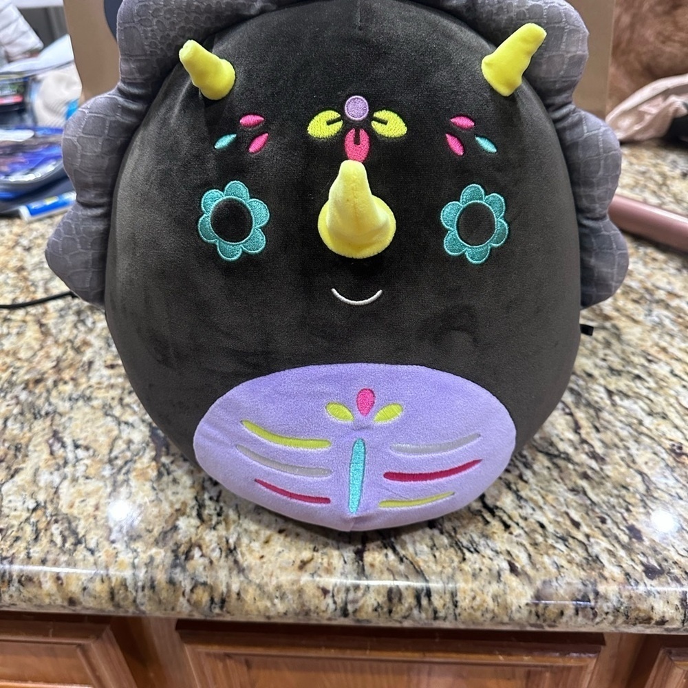 Squishmallows Black and Yellow Triceratops Stuffed Animal